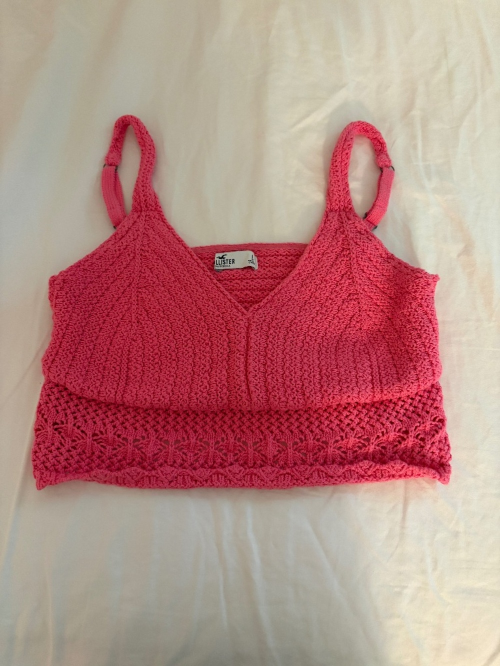 Hollister Pink Crochet Top Size L